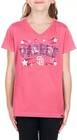 New Era Girls' San Diego Padres Pink V-Neck T-Shirt