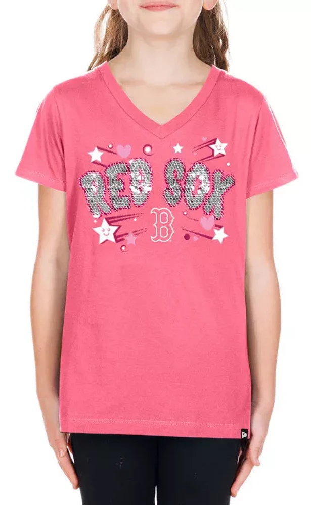 New Era Girls' Boston Red Sox Pink V-Neck T-Shirt