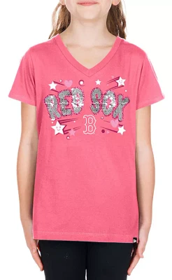 New Era Girls' Boston Red Sox Pink V-Neck T-Shirt