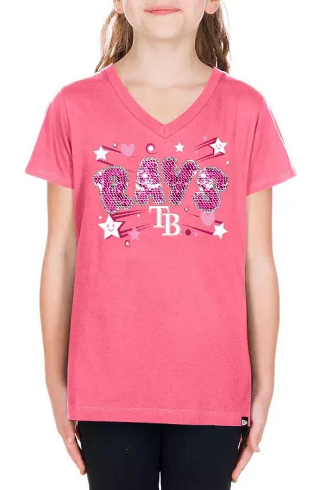 New Era Girls' Tampa Bay Rays Pink V-Neck T-Shirt