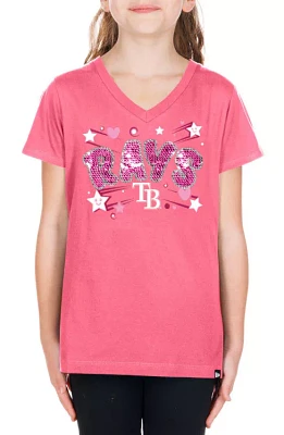 New Era Girls' Tampa Bay Rays Pink V-Neck T-Shirt