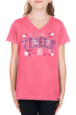 New Era Girls' Detroit Tigers Pink V-Neck T-Shirt