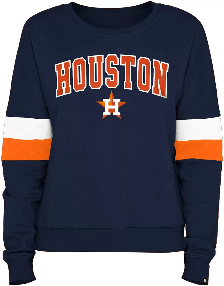 New Era Women's Houston Astros Navy Wordmark Crew Neck Sweatshirt