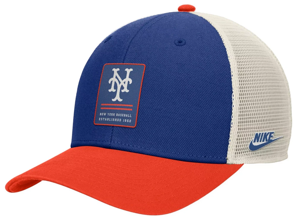 Nike Adult New York Mets Blue Cooperstown Rewind Adjustable Trucker Hat