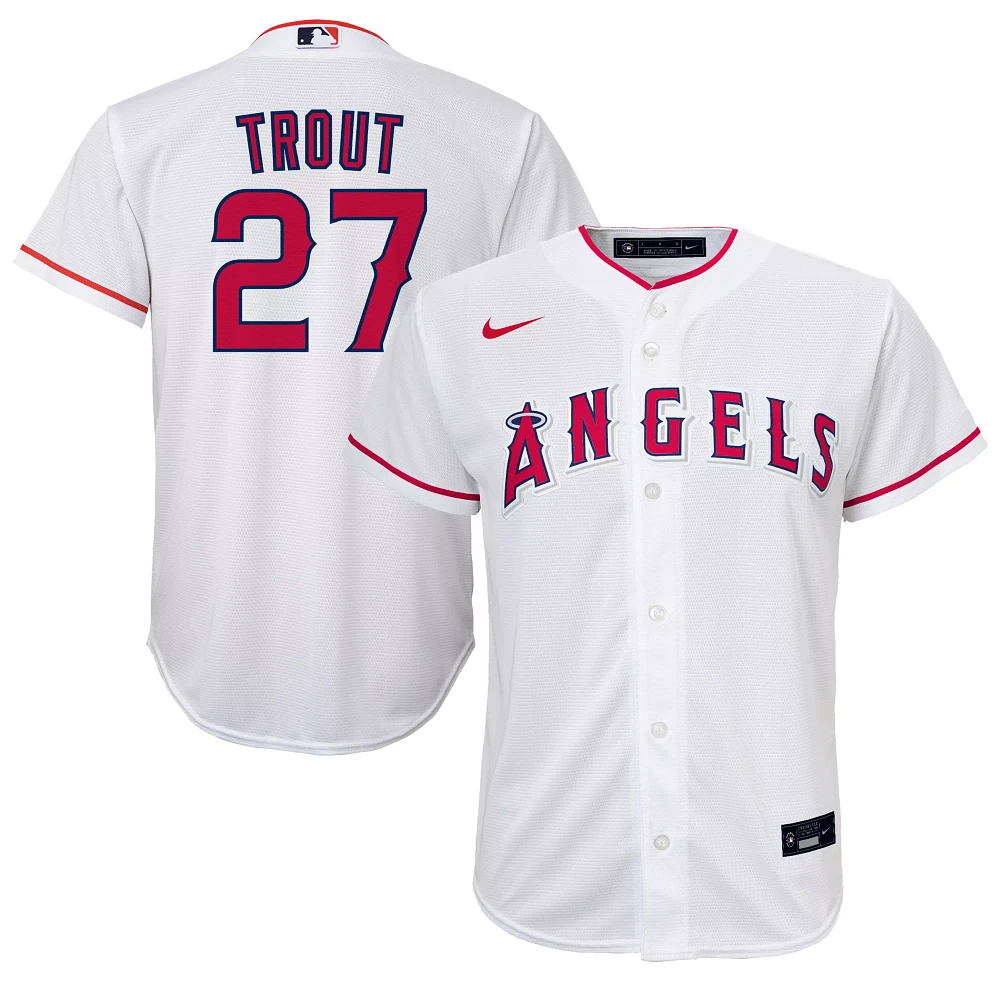 Nike Little Kids' Replica Los Angeles Angels Mike Trout #24 White Home Cool Base Jersey