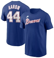 Nike Men's Atlanta Braves Hank Aaron #44 Blue Cooperstown T-Shirt