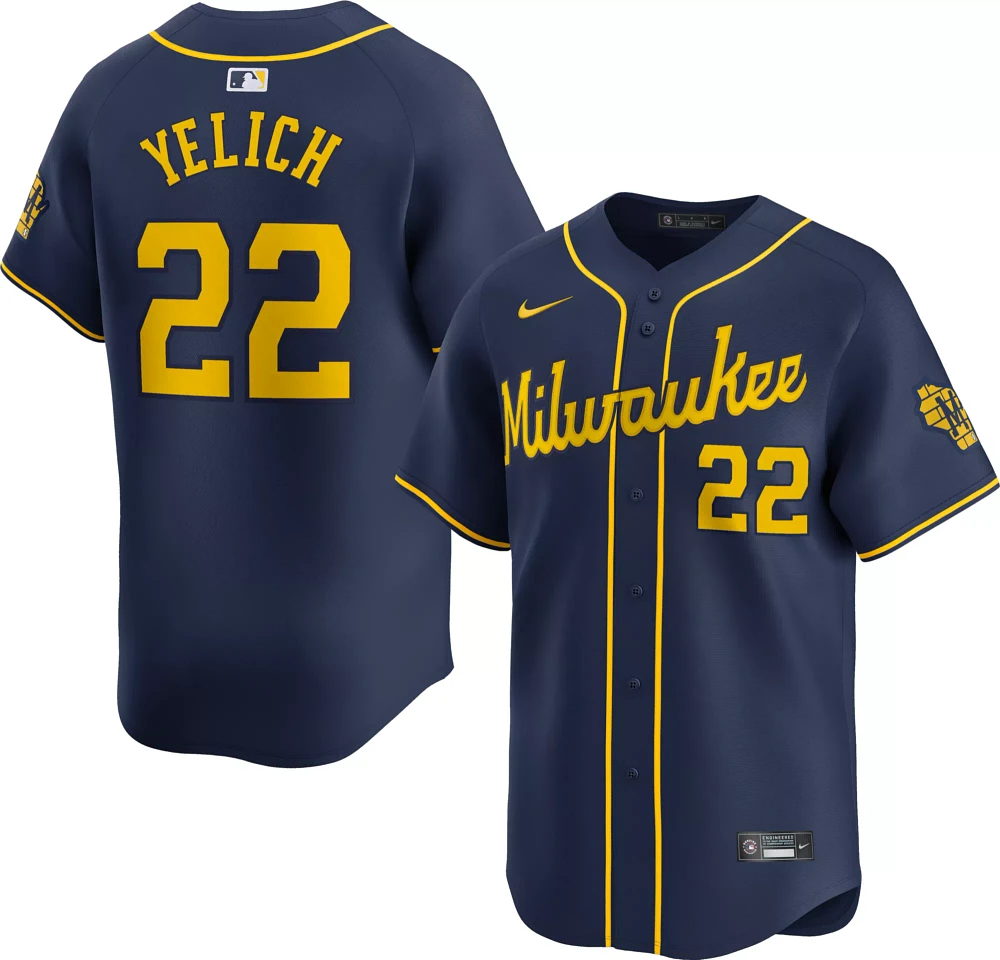 Nike Men's Milwaukee Brewers Christian Yelich #22 Navy Limited Vapor Jersey