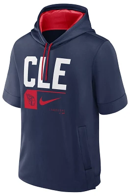 Nike Men's Cleveland Guardians Navy Lockup Short Sleeve Hoodie