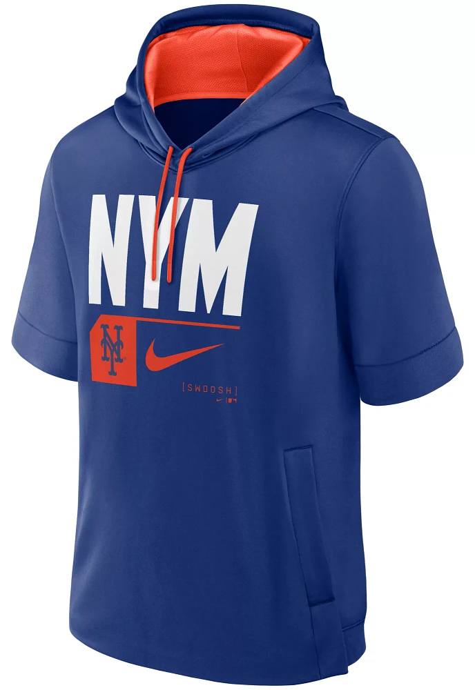 Nike Men's New York Mets Blue Lockup Short Sleeve Hoodie