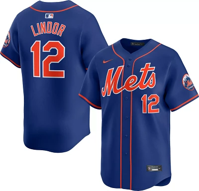 Nike Men's New York Mets Francisco Lindor #12 Blue Limited Vapor Jersey