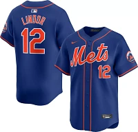 Nike Men's New York Mets Francisco Lindor #12 Blue Limited Vapor Jersey