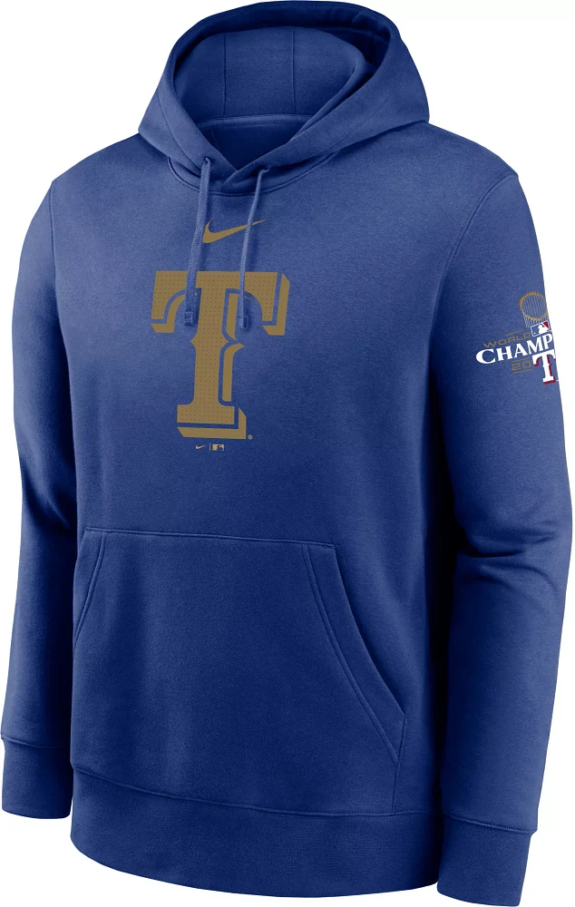 Nike Men's Texas Rangers 2024 Gold Collection Blue Logo Club Fleece Hoodie