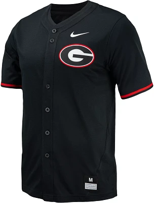 Nike Men's Georgia Bulldogs Black Full Button Replica Baseball Jersey