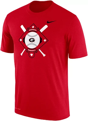 Nike Men's Georgia Bulldogs Red Dri-FIT Baseball Plate T-Shirt