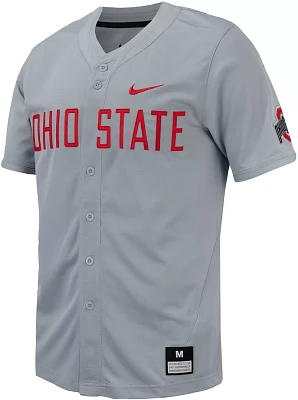 Nike Men's Ohio State Buckeyes Gray Full Button Replica Baseball Jersey