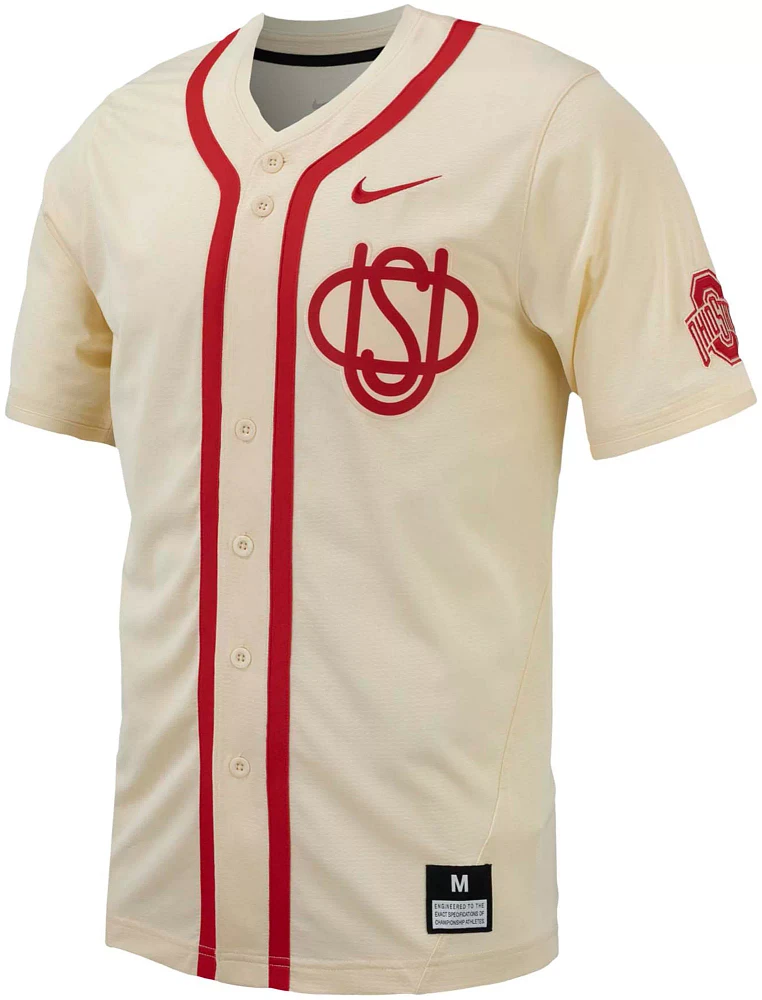 Nike Men's Ohio State Buckeyes Natural Full Button Replica Baseball Jersey