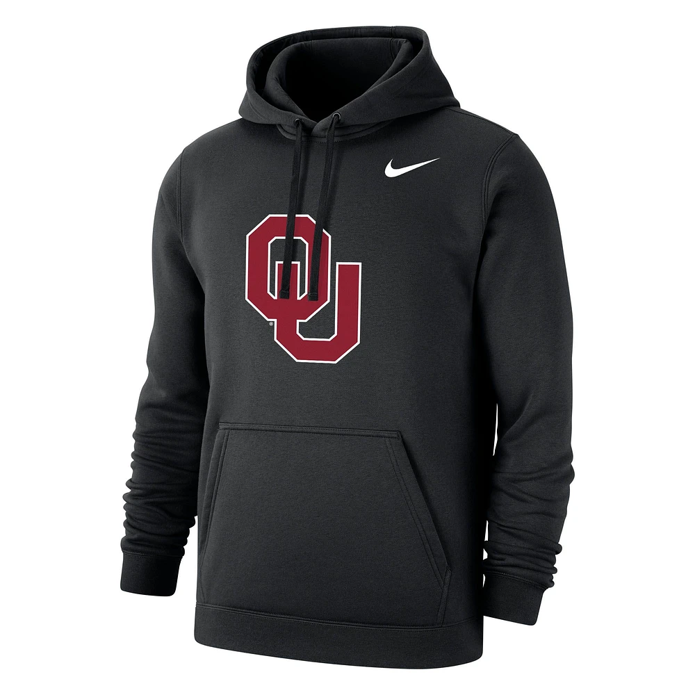 Nike Men's Oklahoma Sooners Black Club Fleece Logo Pullover Hoodie