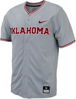 Nike Men's Oklahoma Sooners Grey Full Button Replica Baseball Jersey