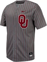 Nike Men's Oklahoma Sooners Grey Pinstripe Full Button Replica Baseball Jersey
