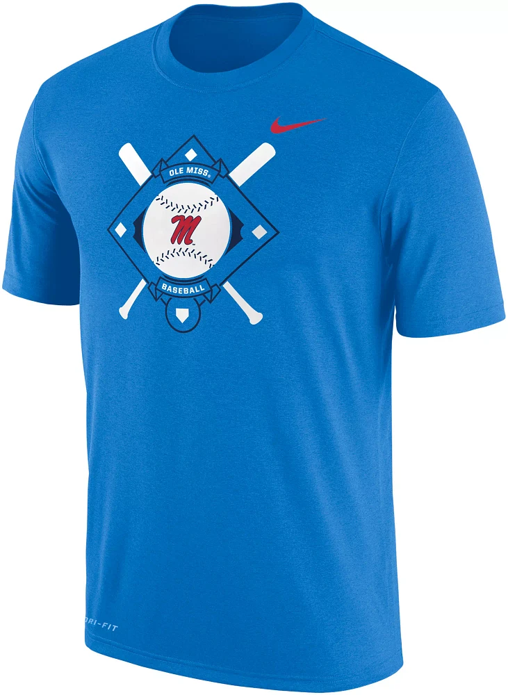 Nike Men's Ole Miss Rebels Blue Dri-FIT Baseball Plate T-Shirt