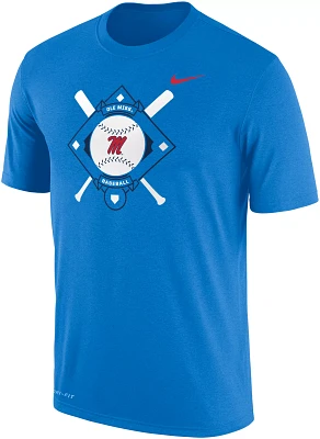 Nike Men's Ole Miss Rebels Blue Dri-FIT Baseball Plate T-Shirt