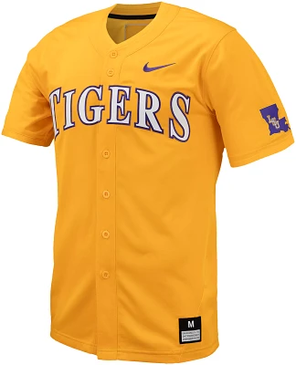 Nike Men's LSU Tigers Gold Full Button Replica Baseball Jersey