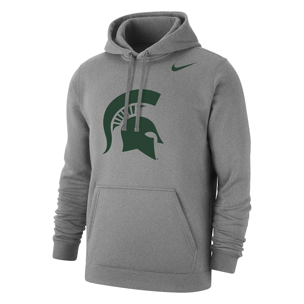 Nike Men's Michigan State Spartans Grey Club Fleece Logo Pullover Hoodie