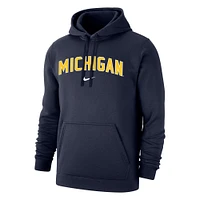 Nike Men's Michigan Wolverines Maize Club Fleece Wordmark Pullover Hoodie