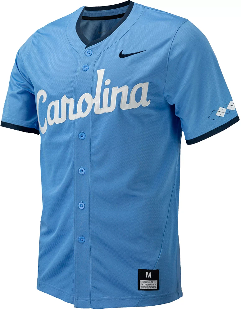 Nike Men's North Carolina Tar Heels Blue Full Button Replica Baseball Jersey