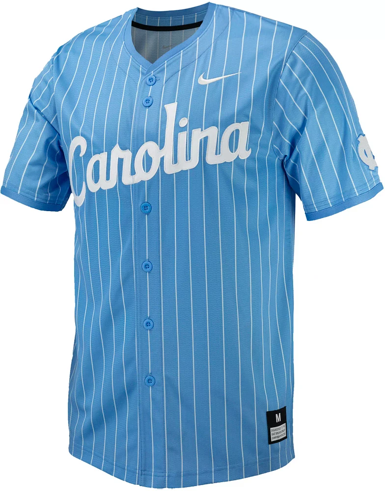 Nike Men's North Carolina Tar Heels White Pinstripe Full Button Replica Baseball Jersey