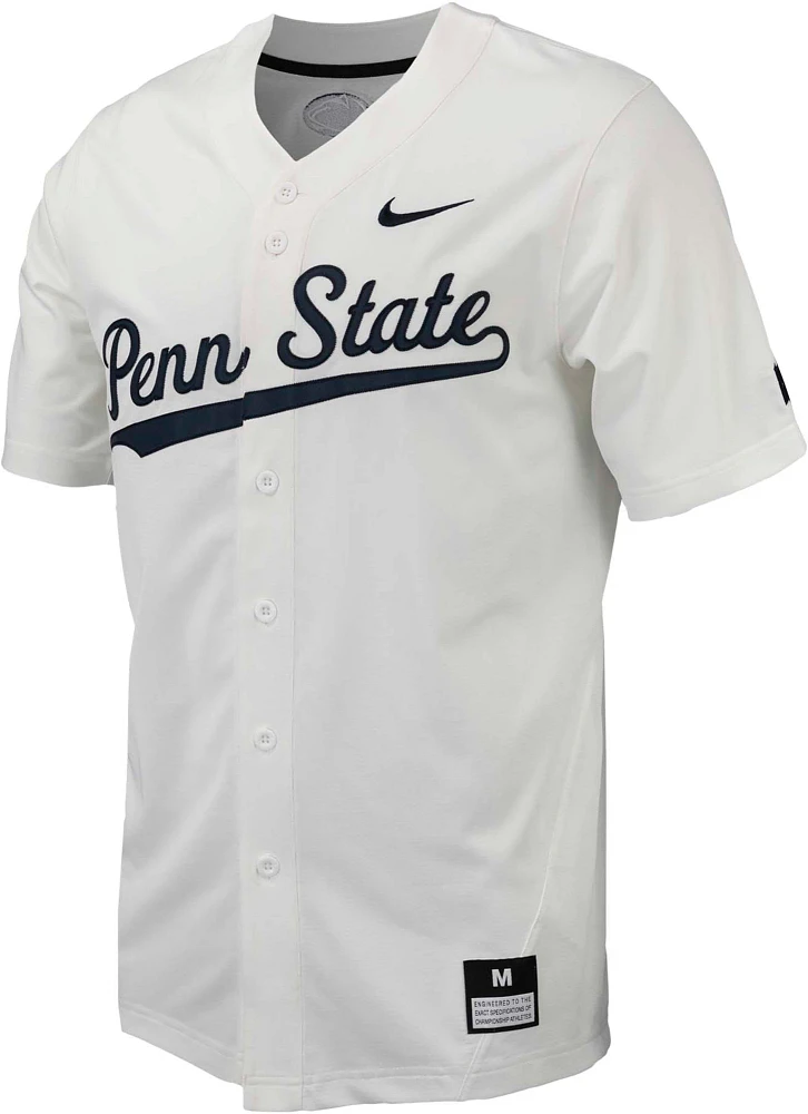 Nike Men's Penn State Nittany Lions White Full Button Replica Baseball Jersey