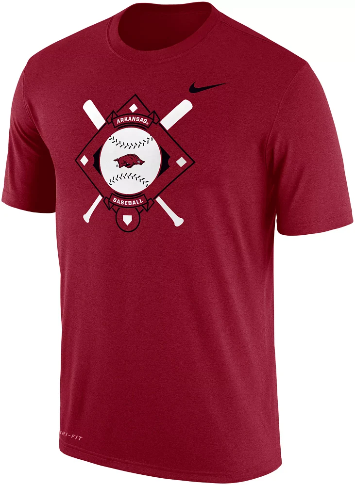 Nike Men's Arkansas Razorbacks Cardinal Dri-FIT Baseball Plate T-Shirt