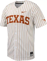Nike Men's Texas Longhorns White Pinstripe Full Button Replica Baseball Jersey