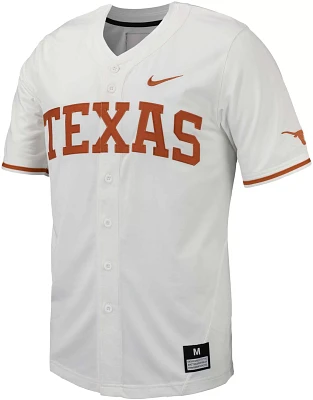 Nike Men's Texas Longhorns White Full Button Replica Baseball Jersey