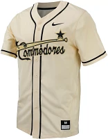 Nike Men's Vanderbilt Commodores Natural Full Button Replica Baseball Jersey