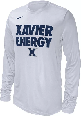 Nike Men's Xavier Musketeers White Dri-FIT 'Energy' Bench Long Sleeve T-Shirt