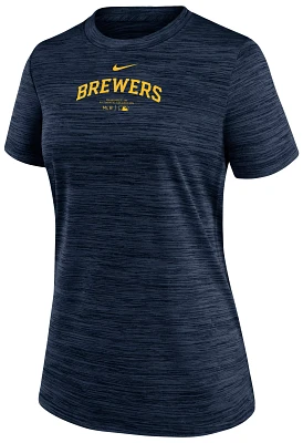 Nike Women's Milwaukee Brewers Navy Authentic Collection Velocity T-Shirt