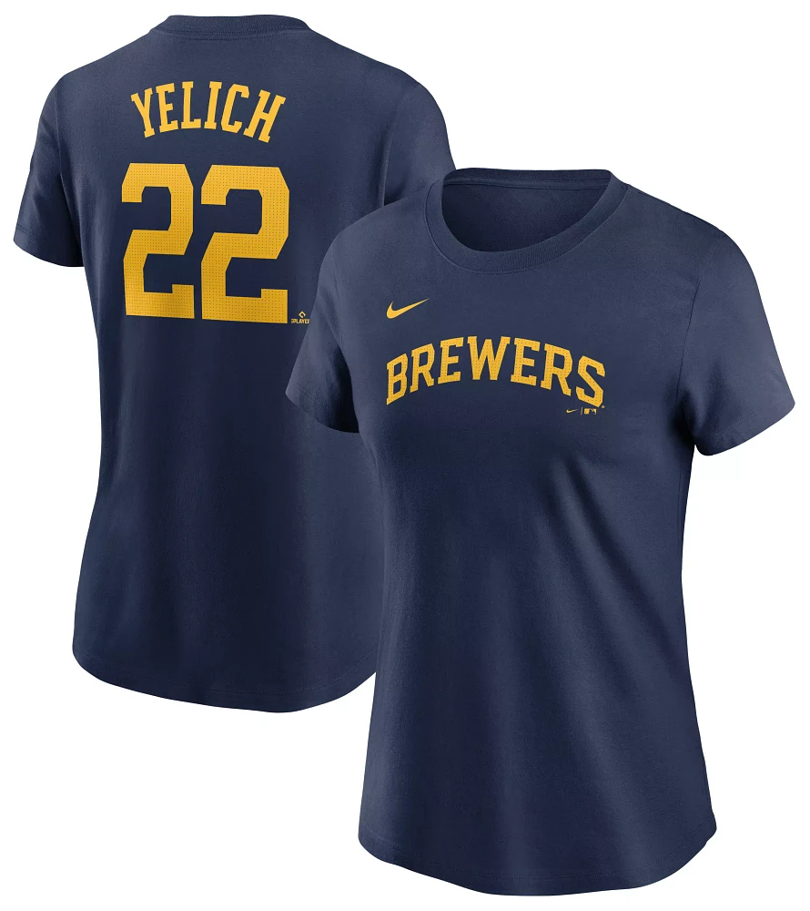 Nike Women's Milwaukee Brewers Christian Yelich #22 Navy Home T-Shirt