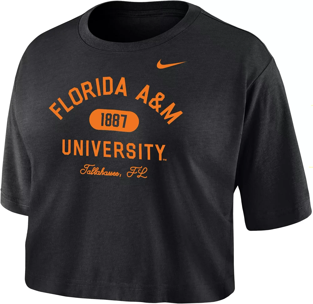 Nike Women's Florida A&M Rattlers Black Dri-FIT Cotton Crop T-Shirt