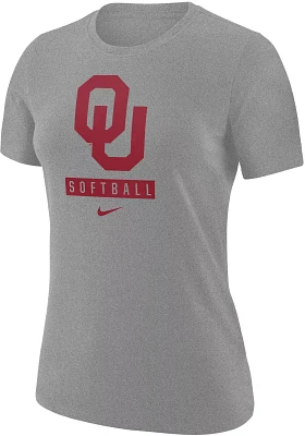 Nike Women's Oklahoma Sooners Grey Cotton Softball T-Shirt
