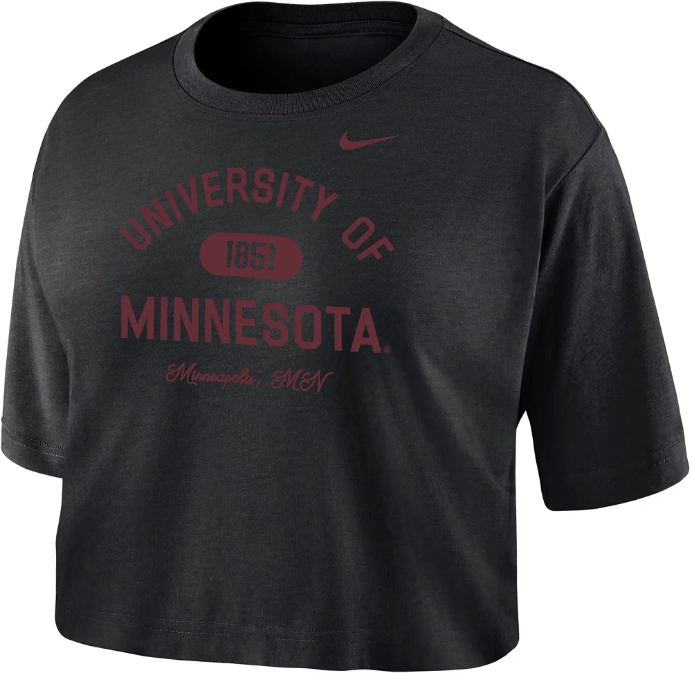 Nike Women's Minnesota Golden Gophers Navy Dri-FIT Cotton Crop T-Shirt