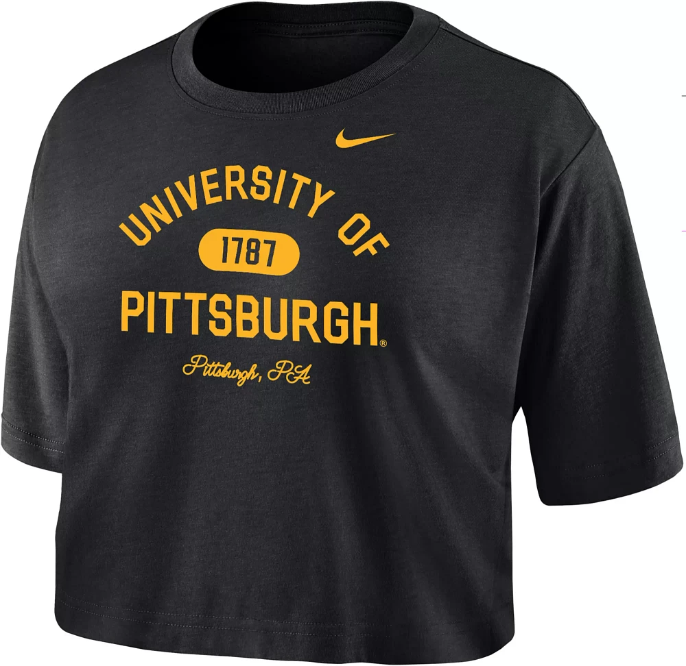 Nike Women's Pitt Panthers Black Dri-FIT Cotton Crop T-Shirt