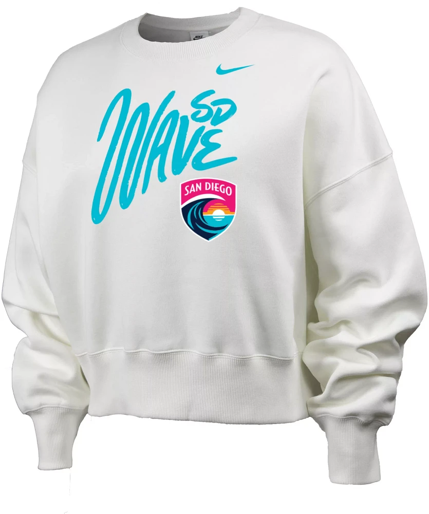 Nike Women's San Diego Wave FC Wordmark White Crew Sweatshirt