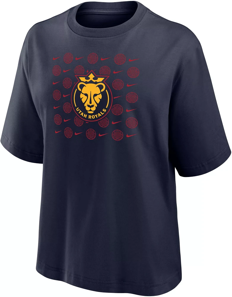 Nike Women's Utah Royals 2024 Boxy Logo Navy Tri-Blend T-Shirt