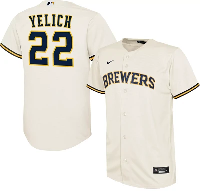 Nike Youth Replica Milwaukee Brewers Christian Yelich #22 White Home Cool Base Jersey