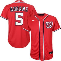 Nike Youth Washington Nationals CJ Abrams #5 Red Alternate Cool Base Jersey