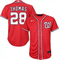 Nike Youth Washington Nationals Lane Thomas #28 Red Alternate Cool Base Jersey