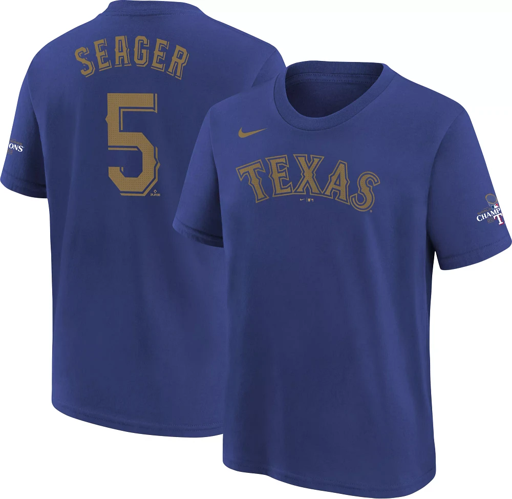 Nike Youth Texas Rangers 2024 Gold Collection Corey Seager #5 Blue T-Shirt