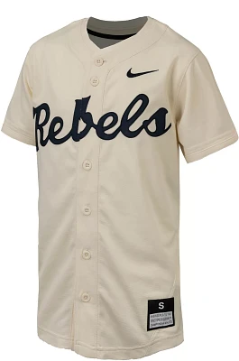 Nike Youth Ole Miss Rebels Natural Full Button Replica Baseball Jersey