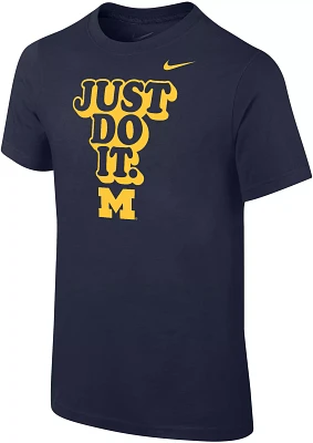 Nike Youth Michigan Wolverines Blue Core Cotton 'Just Do It' T-Shirt